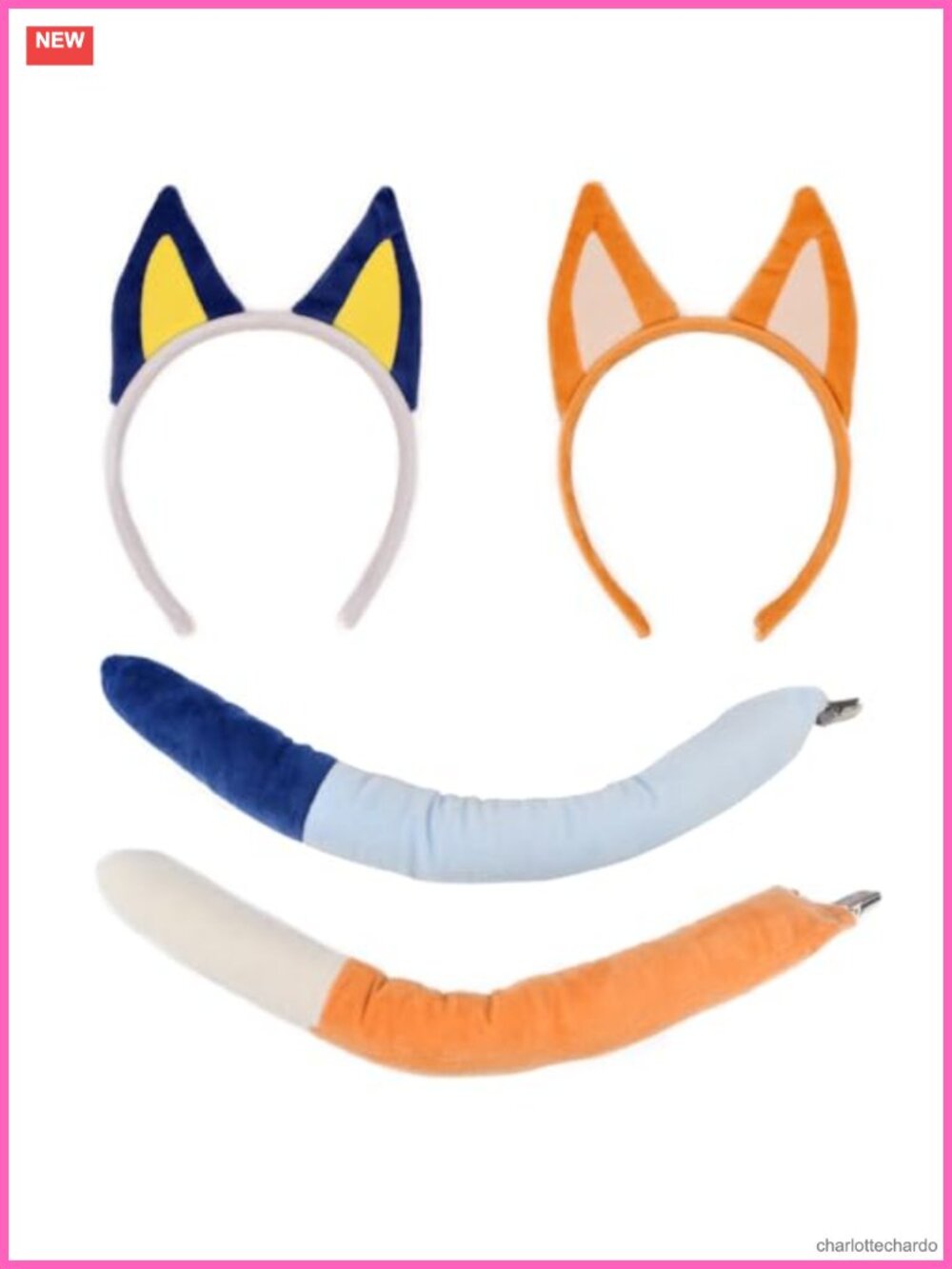 Dog Ears Tail Set 4pc Soft Flannel Headband Cosplay Costume Accessory